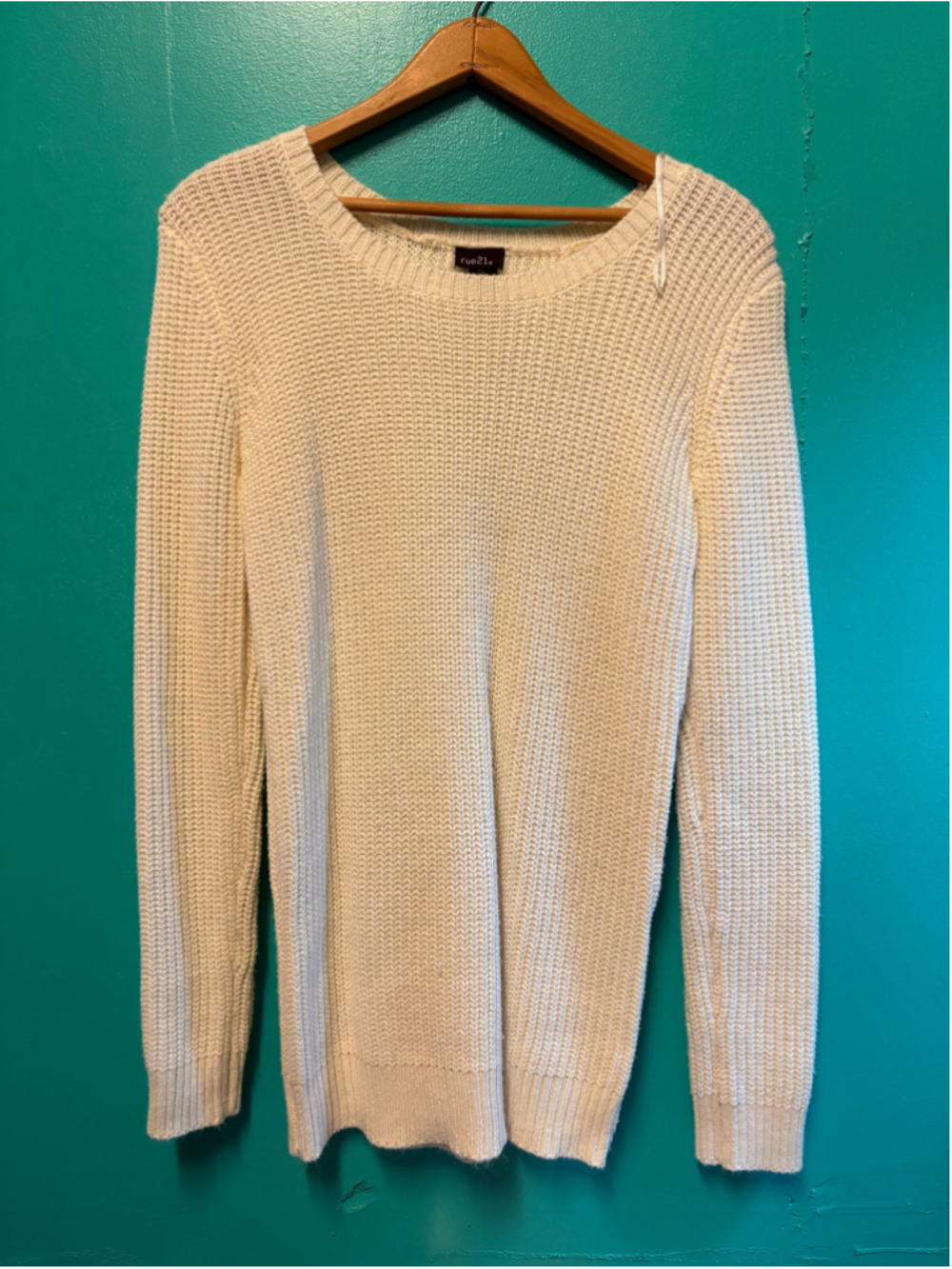 Women's rue21 White Crew Neck Knit Sweater Size XL
